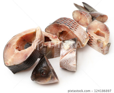 Popular rohu fish sliced 124186897