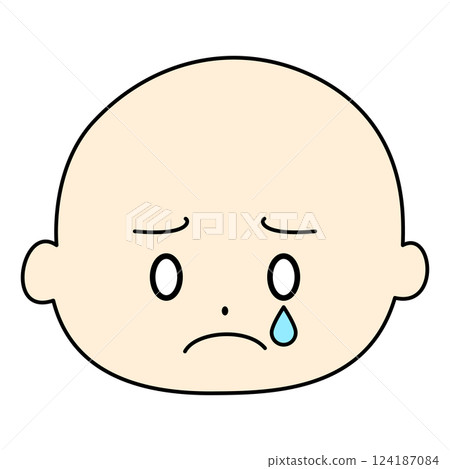 簡單的臉部表情,哭泣,彩色 簡單的臉部表情,哭泣,彩色 124187084