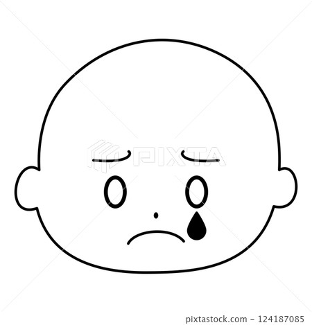 簡單的臉部表情,哭泣,黑白 簡單的臉部表情,哭泣,黑白 124187085
