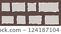 Rectangular and square scraps of paper. Torn sheet. Frame with uneven edges for collage. 124187104