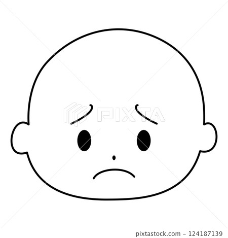 Simple facial expression, troubled face, monochrome Simple facial expression, troubled face, monochrome 124187139