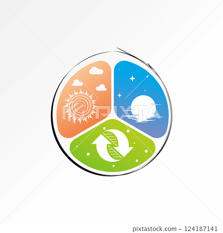 Logo design graphic concept creative premium vector stock image top sell sun night moon recycle hot cool temperature atmosphere season rainbow paint Logo design graphic concept creative premium vector stock image top sell sun night moon recycle hot cool temperature atmosphere season rainbow paint 124187141