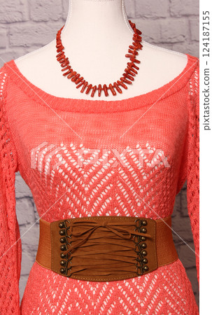 Crochet Shirt Top With Corset Belt and Accessories Crochet Shirt Top With Corset Belt and Accessories 124187155