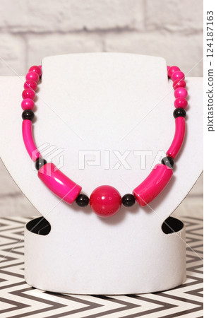 Vintage 1980s Bead Necklace on Thrift Store Display 124187163