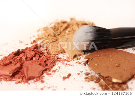 Crumbled Cosmetics Bronzer Blush and Foundation Close up 124187166