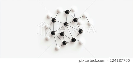 Network of interconnected nodes representing AI, big data, and analytics 124187700