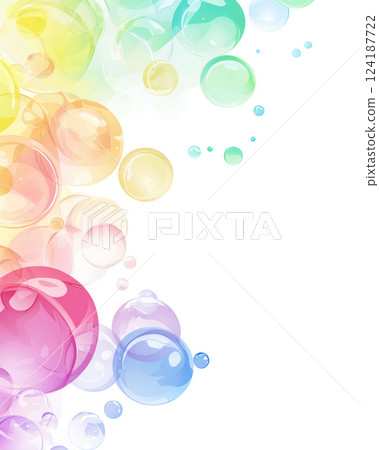 Colorful soap bubbles floating in joyful and innocent atmosphere 124187722