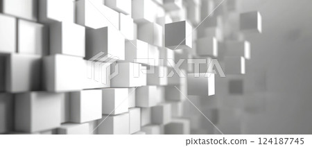 Floating white cubes create abstract network background, symbolizing big data. composition offers sense of depth and free Floating white cubes create abstract network background, symbolizing big data. composition offers sense of depth and free 124187745