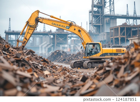 Image of a scrap iron recycling factory 124187851