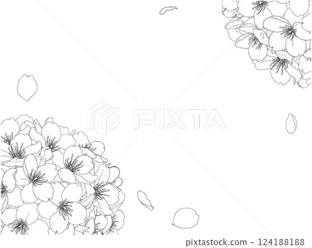 櫻花花束式相框②（黑線描、花瓣） 124188188