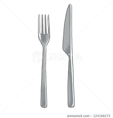 Fork and knife hand drawn illustration 124188272