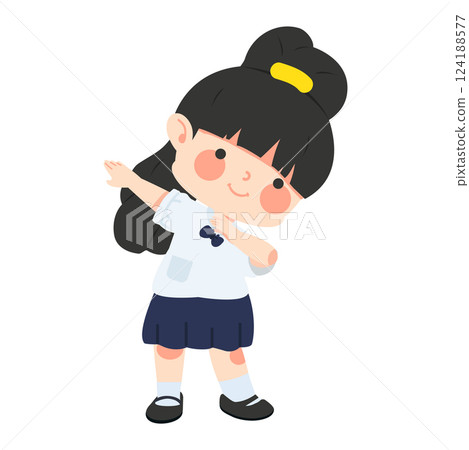Cute schoolgirl doing the dab dance 124188577