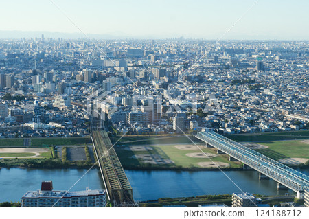 Tokyo cityscape view from the Ichikawa I-link town Observation deck 124188712