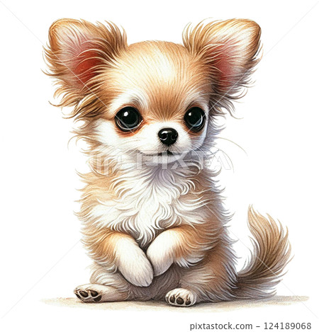 Watercolor style cute sitting chihuahua Watercolor style cute sitting chihuahua 124189068