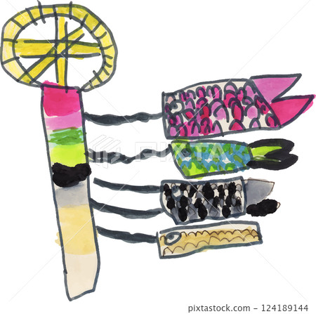 Carp streamer drawn by a child Carp streamer drawn by a child 124189144