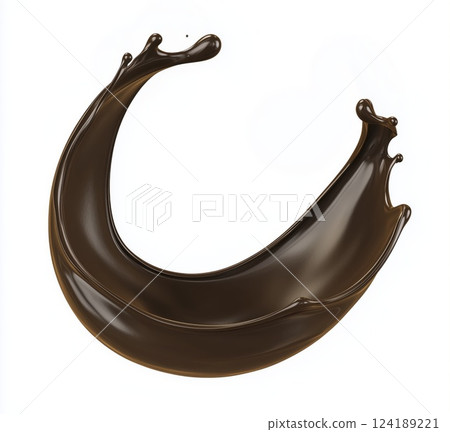 Chocolate splash isolated on white background with clipping path, package design element 124189221
