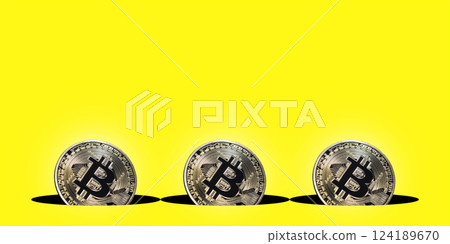 Virtual cryptocurrency concept, bitcoin gold coin on yellow background with copy space, bitcoin gold coin Virtual cryptocurrency concept, bitcoin gold coin on yellow background with copy space, bitcoin gold coin 124189670