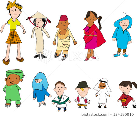 來自不同國家的人的兒童畫 124190010