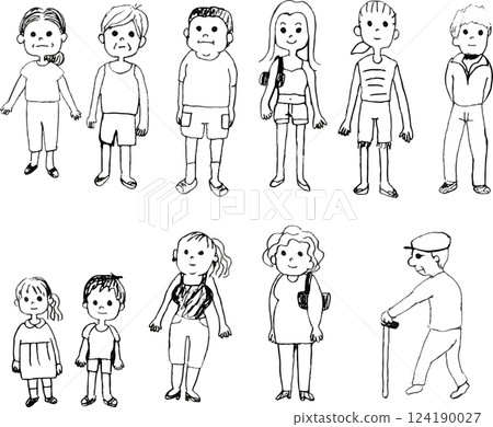 People of all ages, men and women, whole body cut People of all ages, men and women, whole body cut 124190027