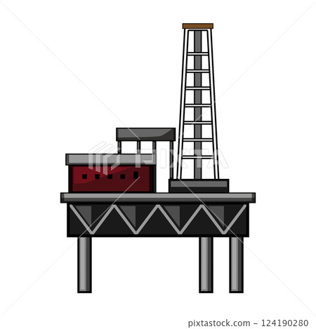 extraction oil rig cartoon vector illustration 124190280