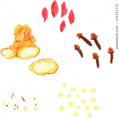 Japanese and Chinese materials, hand-drawn illustration 124191113