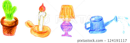 家具、植物、蠟燭、頭燈、噴壺 124191117