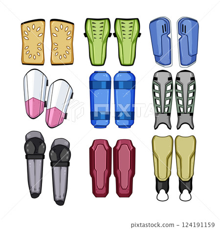shin guards set cartoon vector illustration 124191159