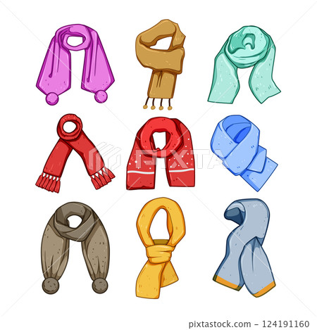 scarf kid set cartoon vector illustration 124191160
