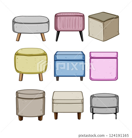 pouf set cartoon vector illustration 124191165