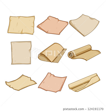 parchment paper set cartoon vector illustration 124191170