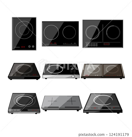 induction cooktop set cartoon vector illustration 124191179
