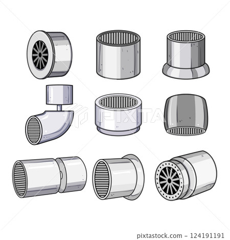 faucet aerator set cartoon vector illustration faucet aerator set cartoon vector illustration 124191191