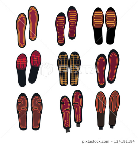 electric heated insoles set cartoon vector illustration 124191194