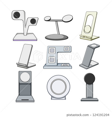 charging stand wireless set cartoon vector illustration 124191204