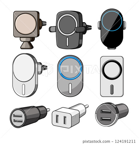 car charger wireless set cartoon vector illustration 124191211