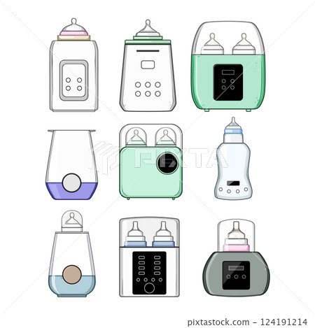 bottle warmer set cartoon vector illustration 124191214