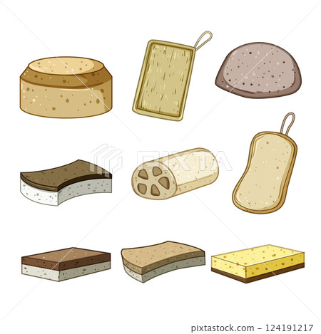 biodegradable kitchen sponge set cartoon vector illustration 124191217