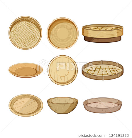 bamboo plate set cartoon vector illustration bamboo plate set cartoon vector illustration 124191223