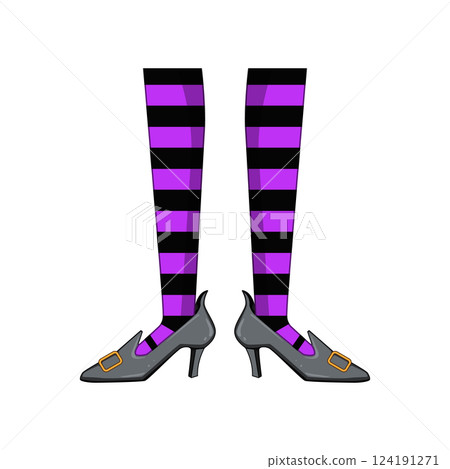 striped witch legs cartoon vector illustration 124191271