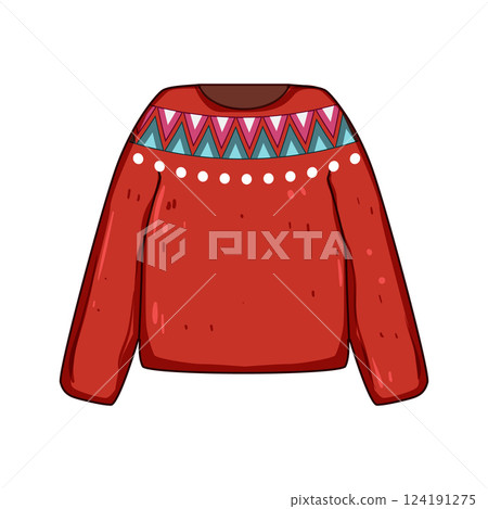 tradition winter sweater cozy cartoon vector illustration 124191275