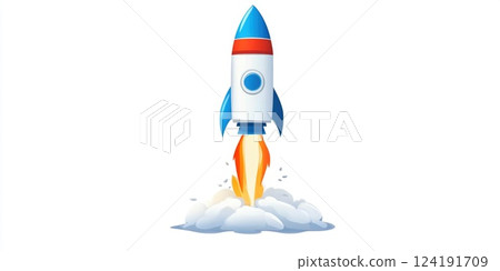 Spectacular Space Rocket Liftoff Scene 124191709