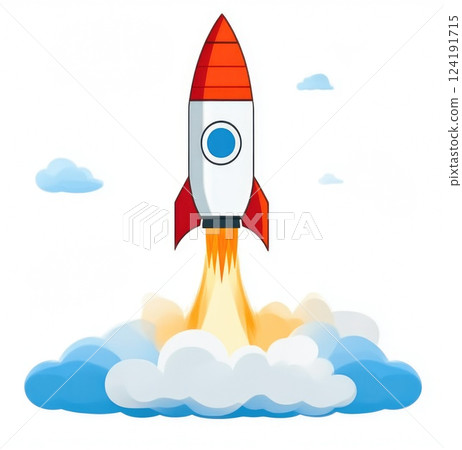 Awe-Inspiring View of a Rocket Taking Off 124191715