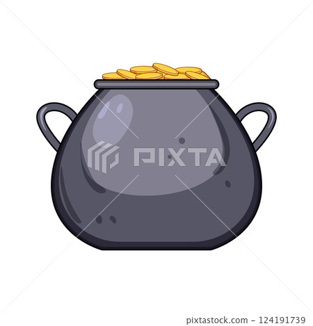 charm leprechaun gold pot cartoon vector illustration 124191739