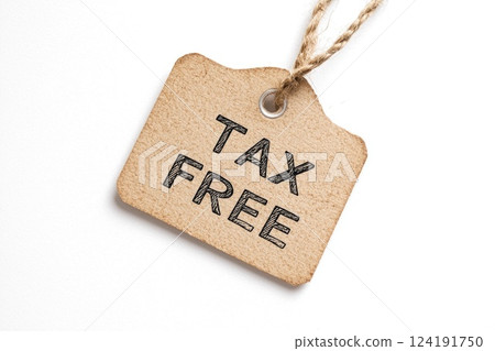 Sale Tax Free Text on Label for Discount Advertising 124191750