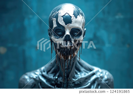 Horror Movie-Inspired Alien Zombie with Skull Face 124191865