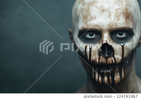 Futuristic Cyberpunk Zombie with Horror Movie Vibes 124191867