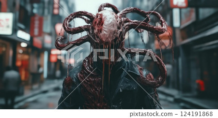 Dystopian Alien Zombie with Cyberpunk Elements 124191868