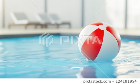 Vibrant Beach Ball in Sparkling Swimming Pool Vibrant Beach Ball in Sparkling Swimming Pool 124191954