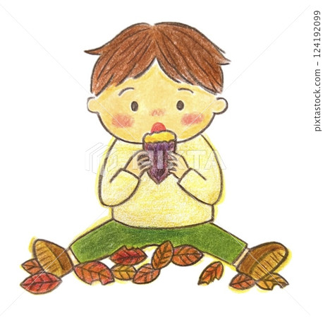 孩子吃烤地瓜 124192099