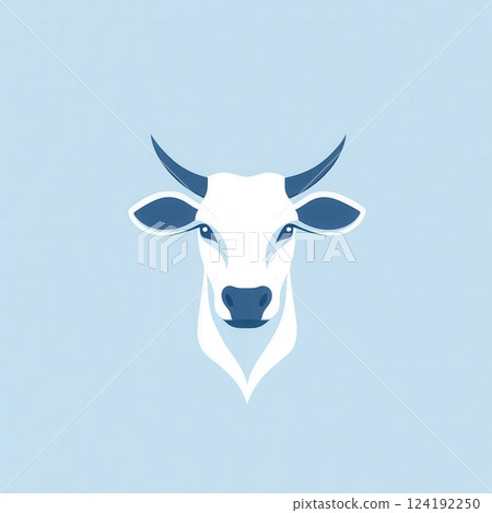 Stylish cow logo embodies minimalist design perfect for a dairy farm, featuring a soft blue and white palette that evokes purity and freshness. Stylish cow logo embodies minimalist design perfect for a dairy farm, featuring a soft blue and white palette that evokes purity and freshness. 124192250